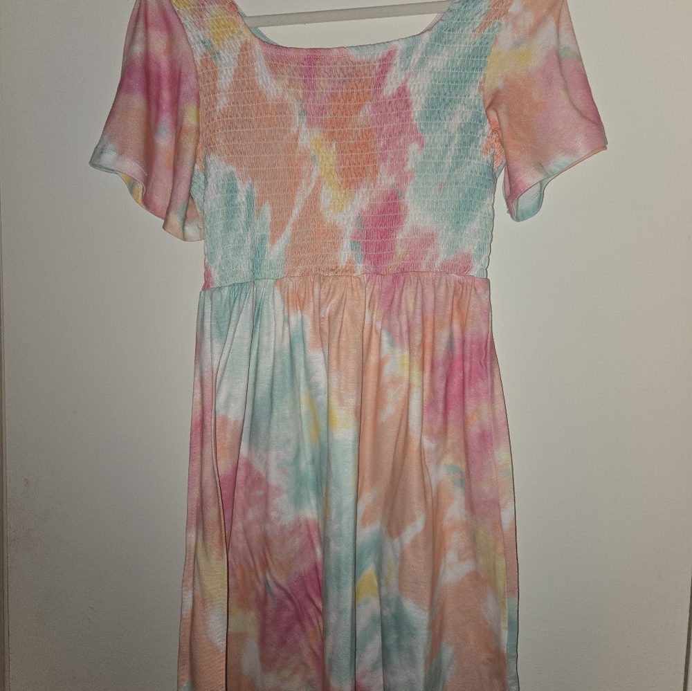 love Fire Pink and Orange Flutter Sleeve Sundress